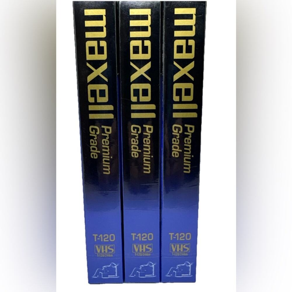Maxell VHS Blank Tapes Lot Of 3 Premium Grade NEW SEALED